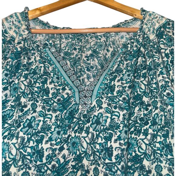Cafe Marrakech Peasant Top Women’s XL Floral Boho Cottagecore Prairie Relaxed - Picture 2 of 7